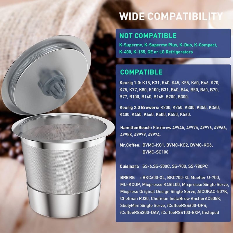 modsden K Cup Reusable Coffee Pods, Stainless Steel Reusable K Cups Coffee Filter Compatible for Keurig 1.0 & 2.0 Coffee Makers, Non-BPA Stainless Steel Reusable K Cup(1 pack) - Image 3